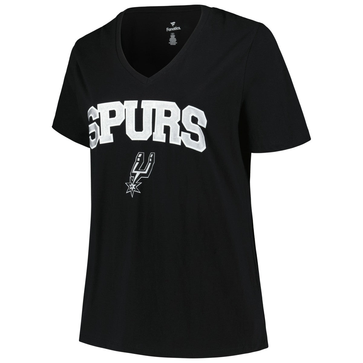 NBA - San Antonio Spurs Profile Women's Plus Size Arch Over Logo V-Neck T-Shirt - Black