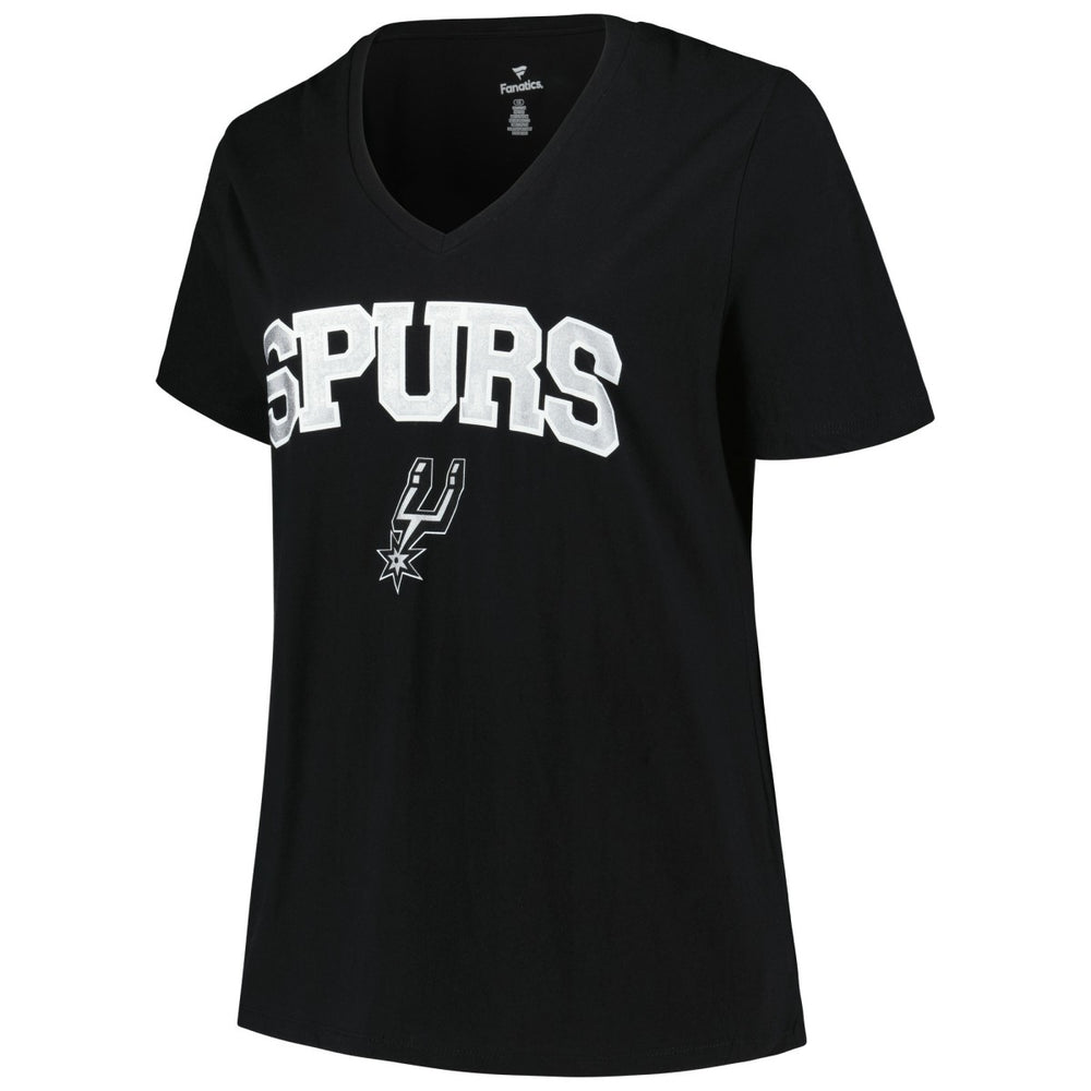 NBA - San Antonio Spurs Profile Women's Plus Size Arch Over Logo V-Neck T-Shirt - Black