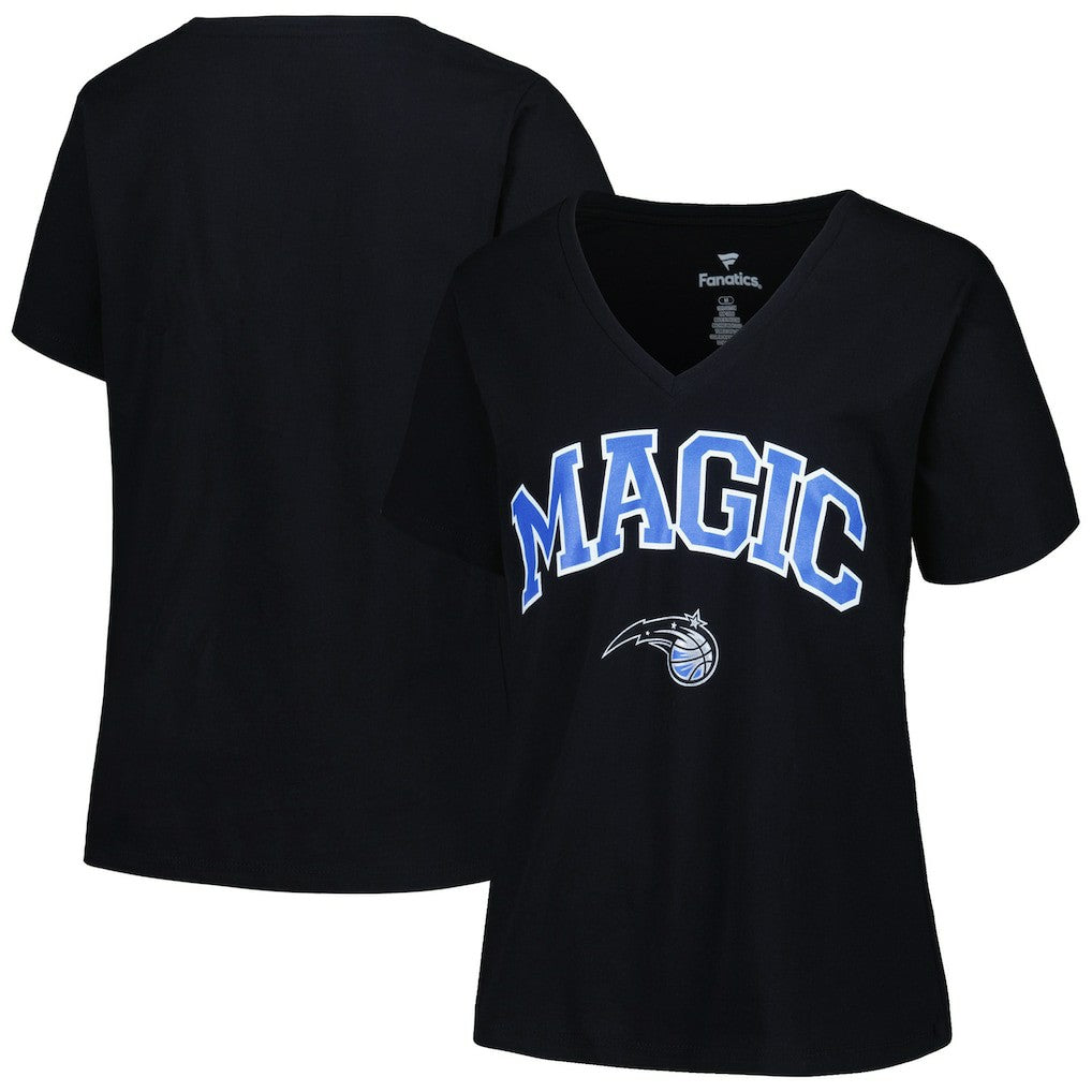 NBA - Orlando Magic Profile Women's Plus Size Arch Over Logo V-Neck T-Shirt - Black