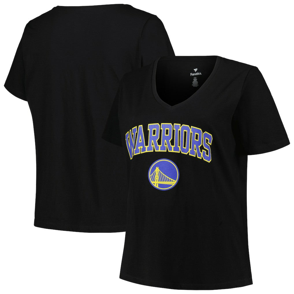 NBA - Golden State Warriors Profile Women's Plus Size Arch Over Logo V-Neck T-Shirt - Black