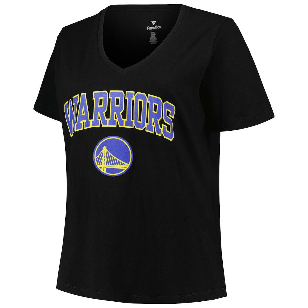 NBA - Golden State Warriors Profile Women's Plus Size Arch Over Logo V-Neck T-Shirt - Black