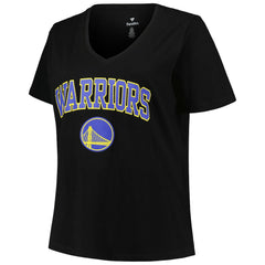 NBA - Golden State Warriors Profile Women's Plus Size Arch Over Logo V-Neck T-Shirt - Black
