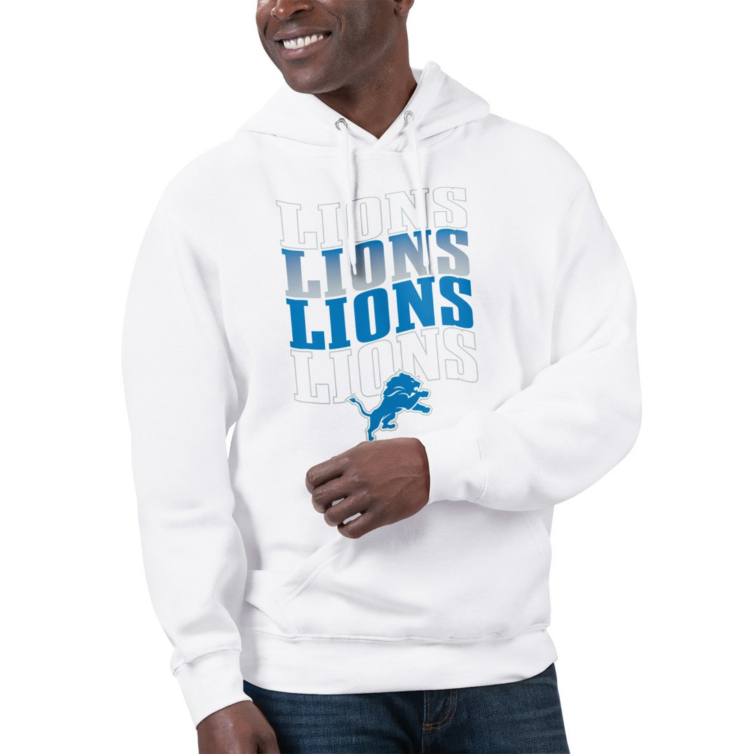 Detroit Lions Starter Unisex Name Drop Logo Pullover Hoodie White - NFL