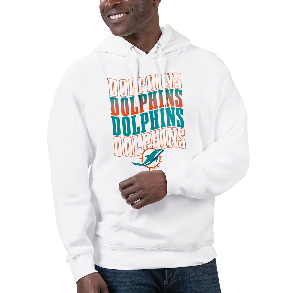 Miami Dolphins Starter Unisex Name Drop Logo Pullover Hoodie White - NFL