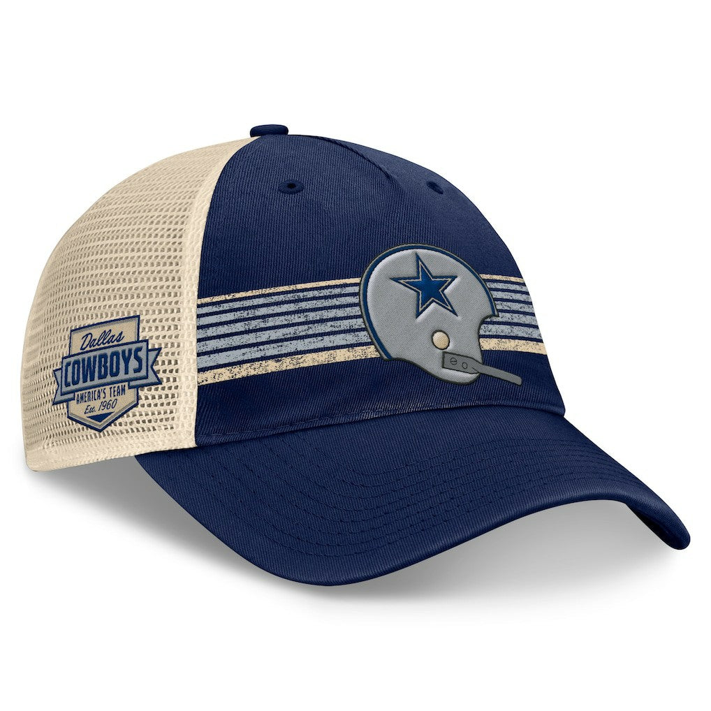 Dallas Cowboys Retro Fundamentals Stripes Trucker Adjustable Hat Navy/Natural - Fanatics