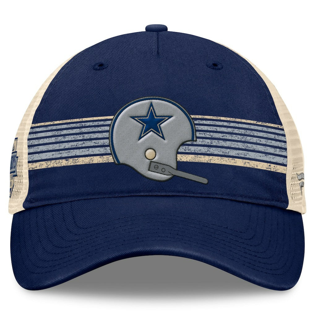 Dallas Cowboys Retro Fundamentals Stripes Trucker Adjustable Hat Navy/Natural - Fanatics