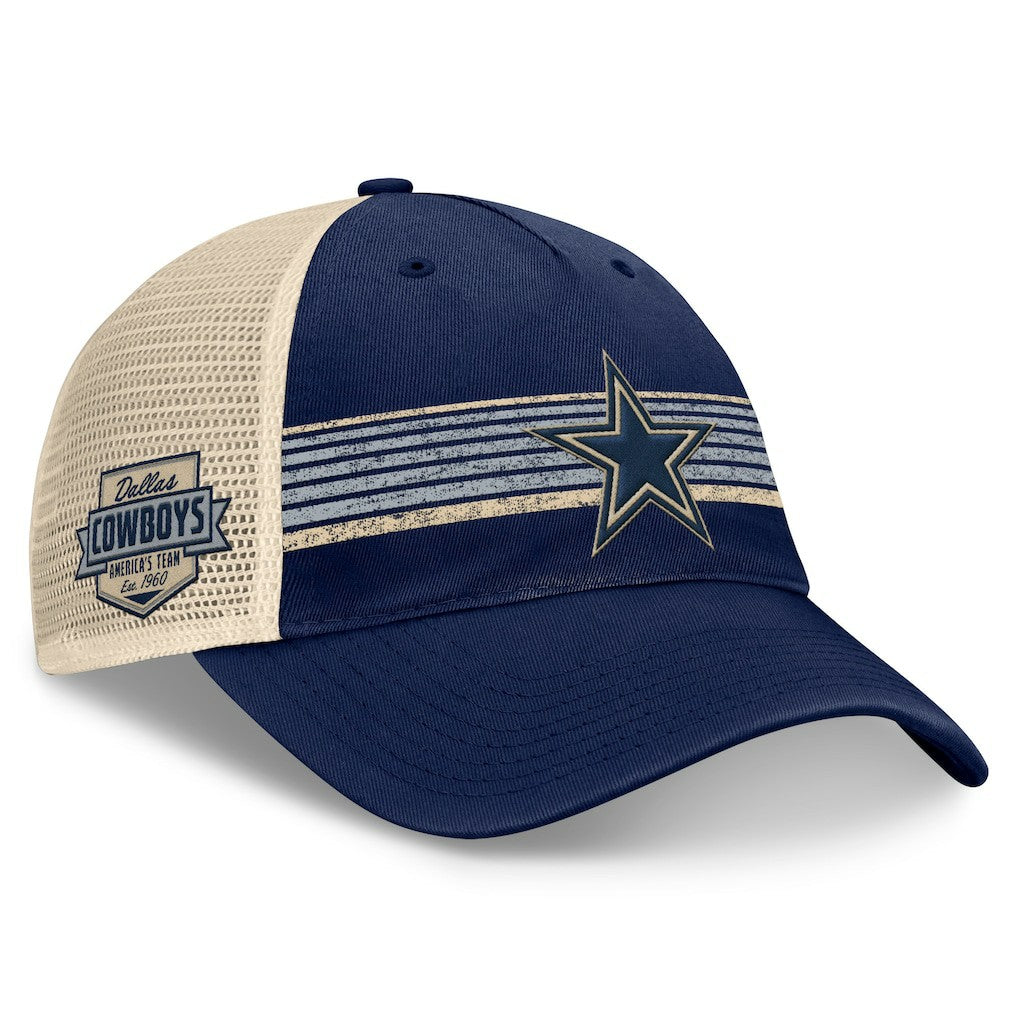 Dallas Cowboys Fundamentals Stripes Trucker Adjustable Hat Navy/Natural - Fanatics