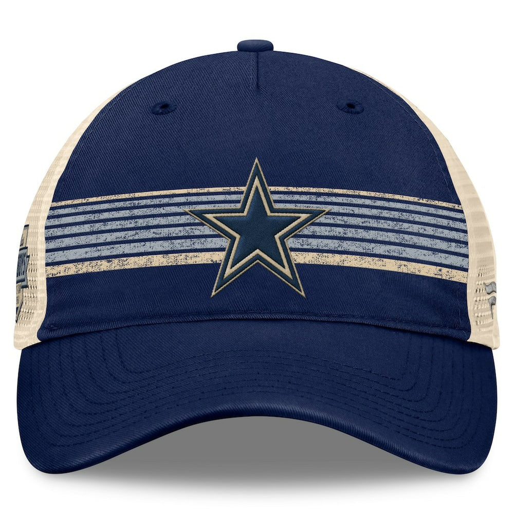 Dallas Cowboys Fundamentals Stripes Trucker Adjustable Hat Navy/Natural - Fanatics