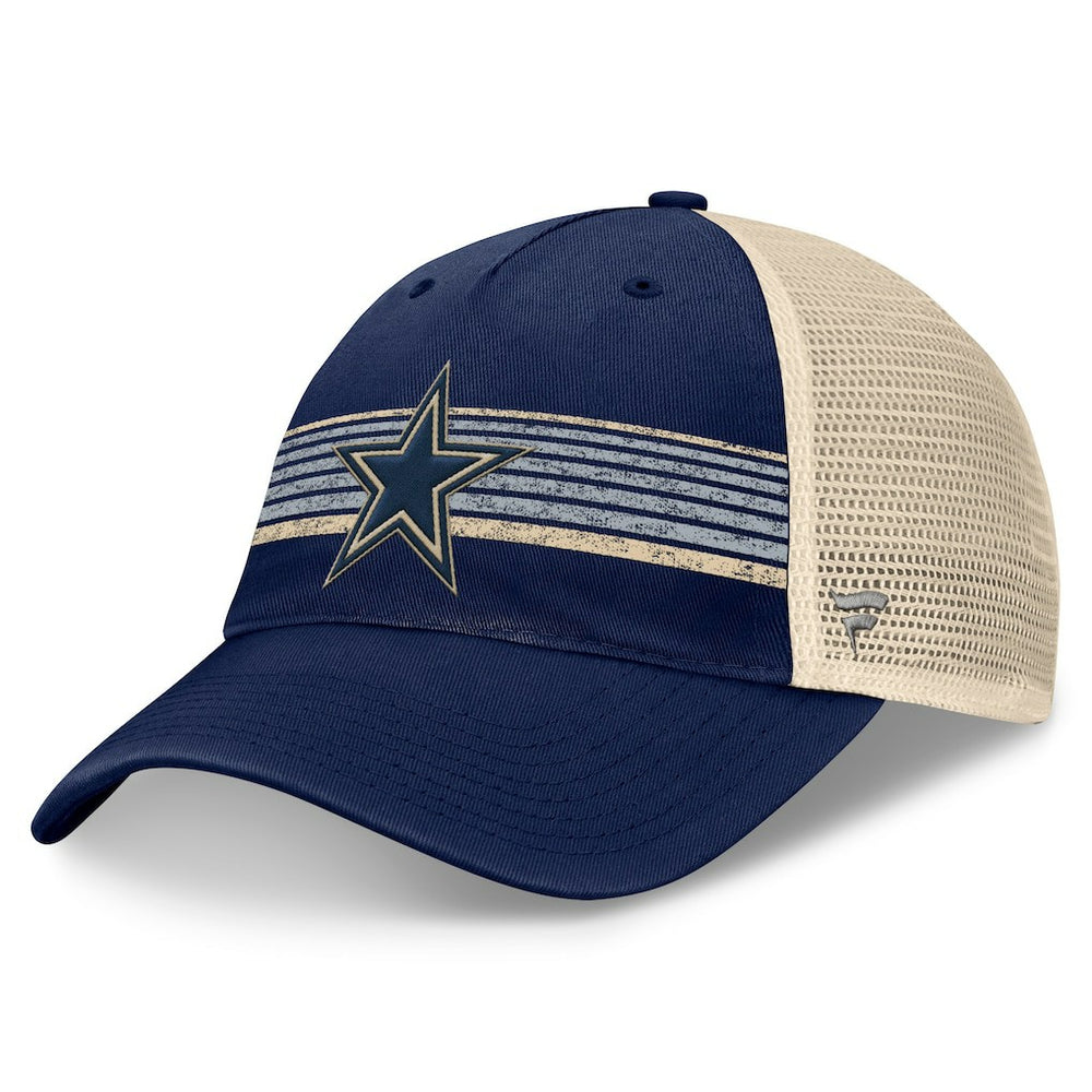 Dallas Cowboys Fundamentals Stripes Trucker Adjustable Hat Navy/Natural - Fanatics