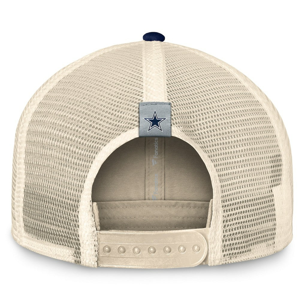 Dallas Cowboys Fundamentals Diamond Stripes Trucker Adjustable Hat Stone/Navy - Fanatics