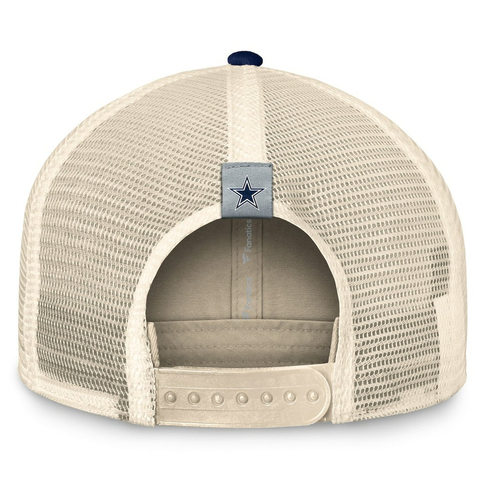 Dallas Cowboys Fundamentals Diamond Stripes Trucker Adjustable Hat Stone/Navy - Fanatics