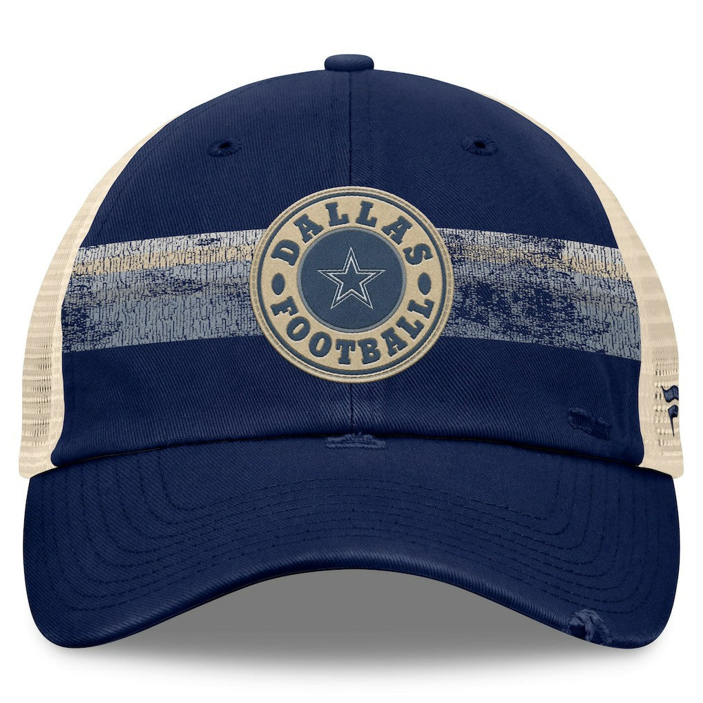 Dallas Cowboys Heritage Facemask Trucker Adjustable Hat Navy/Natural - Fanatics