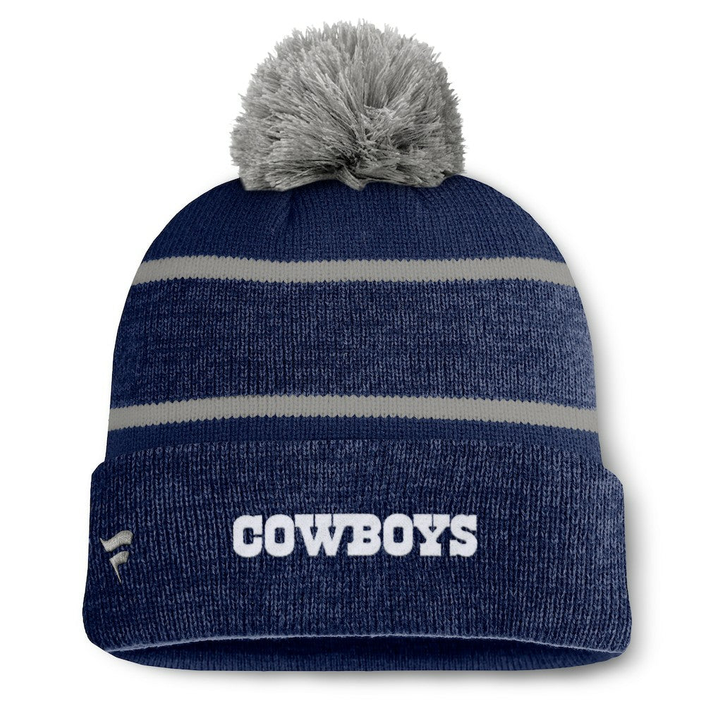 Dallas Cowboys Fundamentals Holding Cuffed Knit Hat with Pom Navy - Fanatics