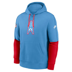 Tennessee Titans Oilers Throwback Alternate Logo Club Tri-Blend Pullover Hoodie Light Blue - Nike
