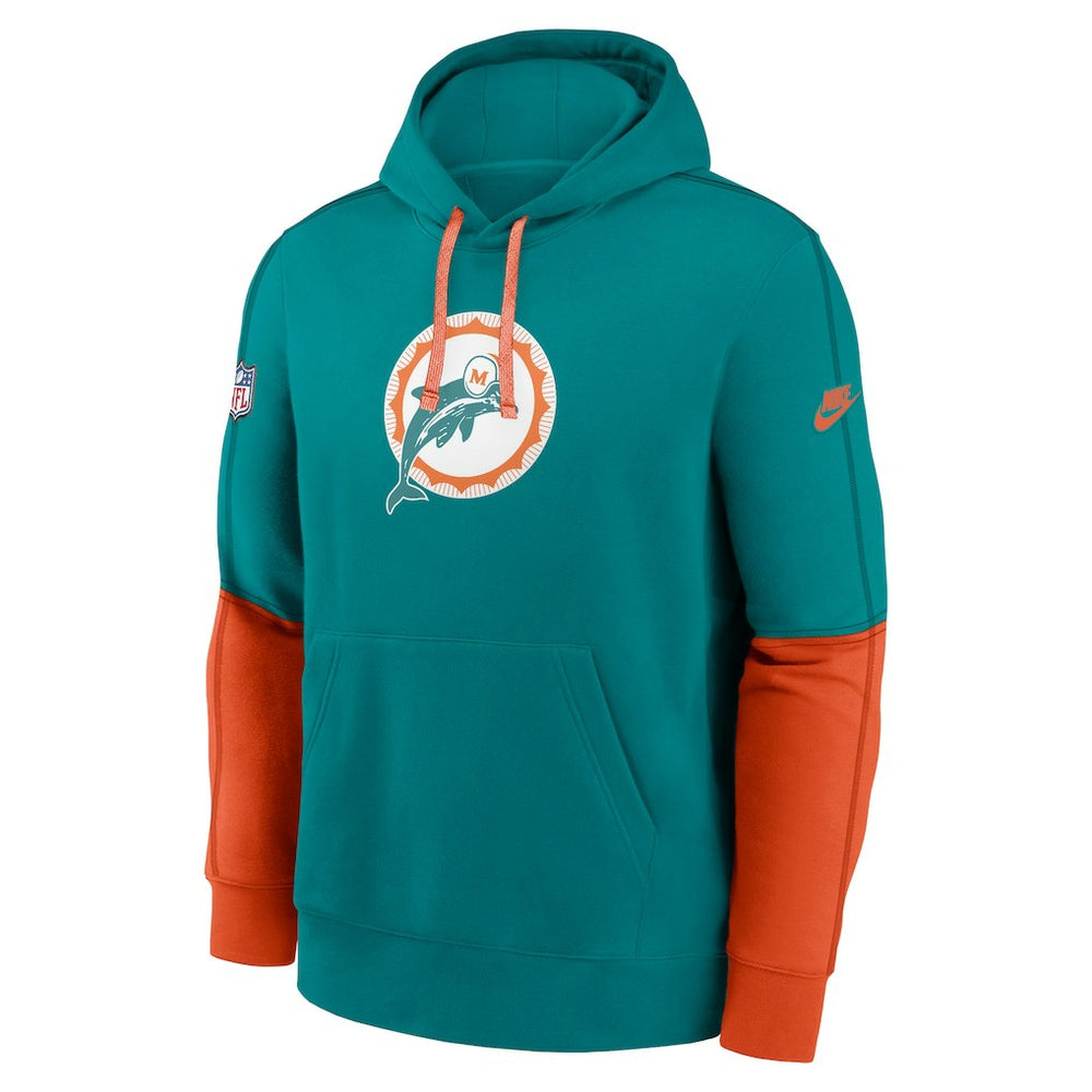 Miami Dolphins Throwback Logo Club Tri-Blend Pullover Hoodie Aqua - Nike