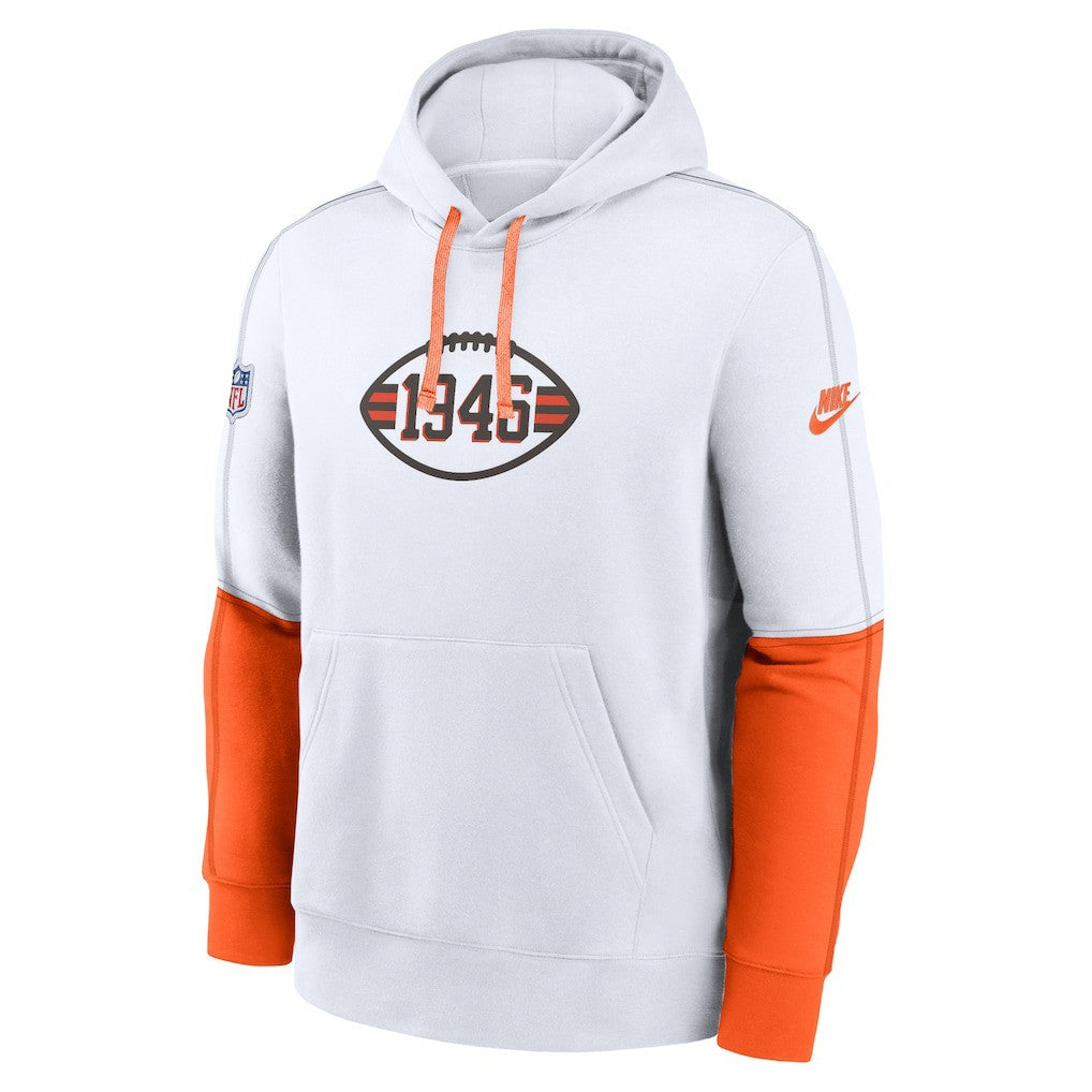 Cleveland Browns Throwback Logo Club Tri-Blend Pullover Hoodie White - Nike