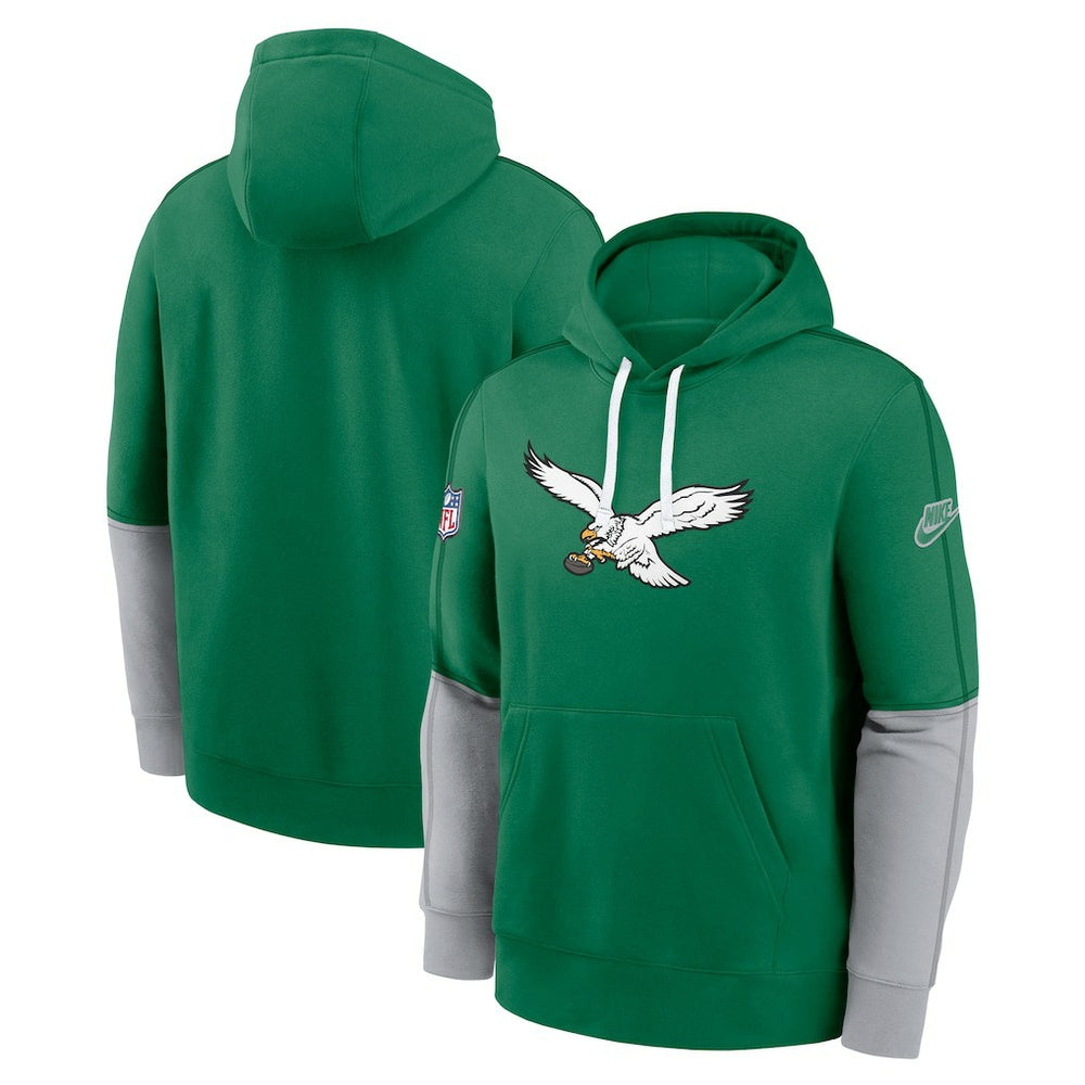 Philadelphia Eagles Throwback Logo Club Tri-Blend Pullover Hoodie Kelly Green - Nike