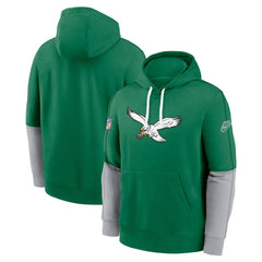 Philadelphia Eagles Throwback Logo Club Tri-Blend Pullover Hoodie Kelly Green - Nike