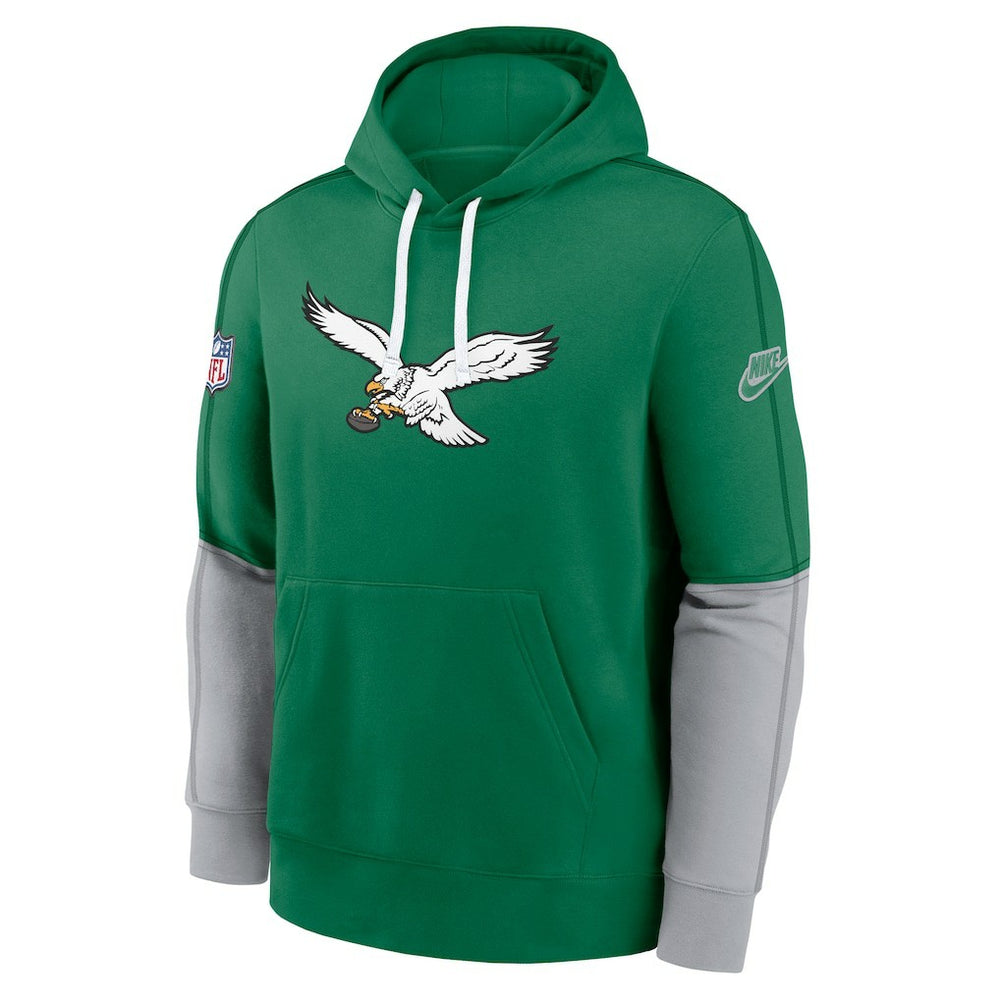 Philadelphia Eagles Throwback Logo Club Tri-Blend Pullover Hoodie Kelly Green - Nike