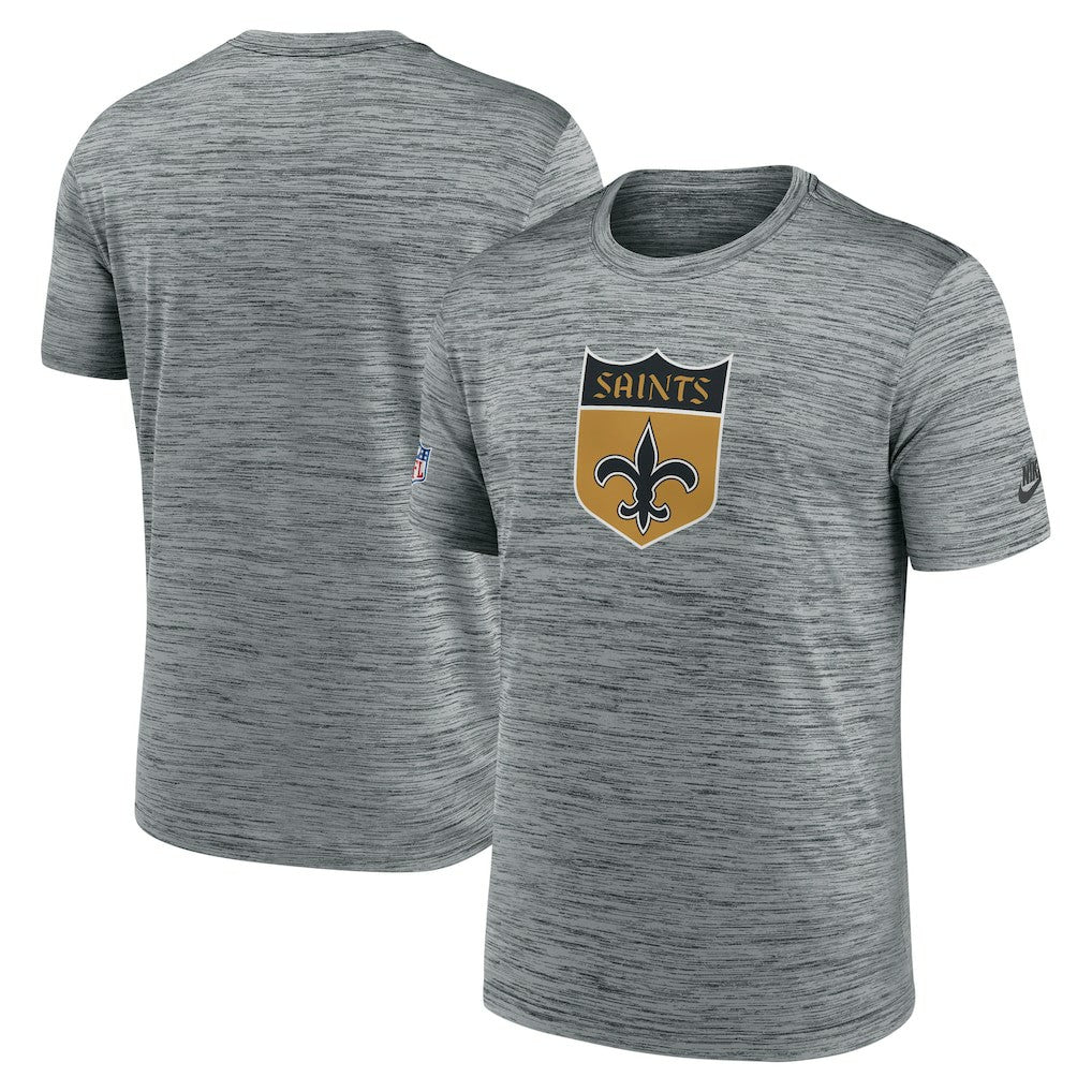 New Orleans Saints Sideline Velocity Throwback Logo Dri-FIT T-Shirt Gray - Nike