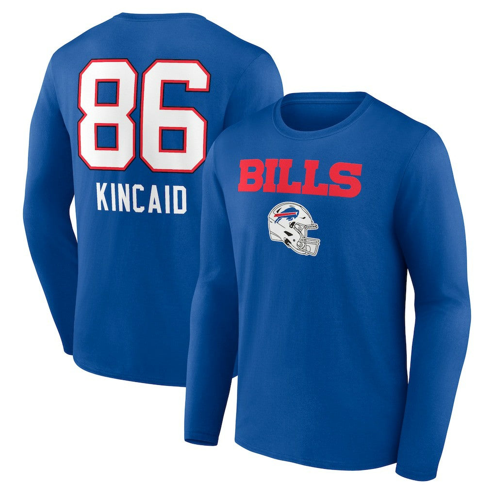 Dalton Kincaid Buffalo Bills Team Wordmark Player Name & Number Long Sleeve T-Shirt Royal - NFL