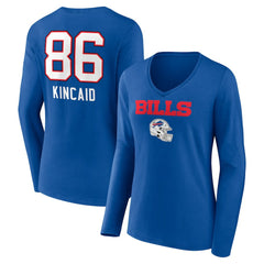 Dalton Kincaid Buffalo Bills Women's Team Wordmark Player Name & Number Long Sleeve V-Neck T-Shirt Royal - NFL