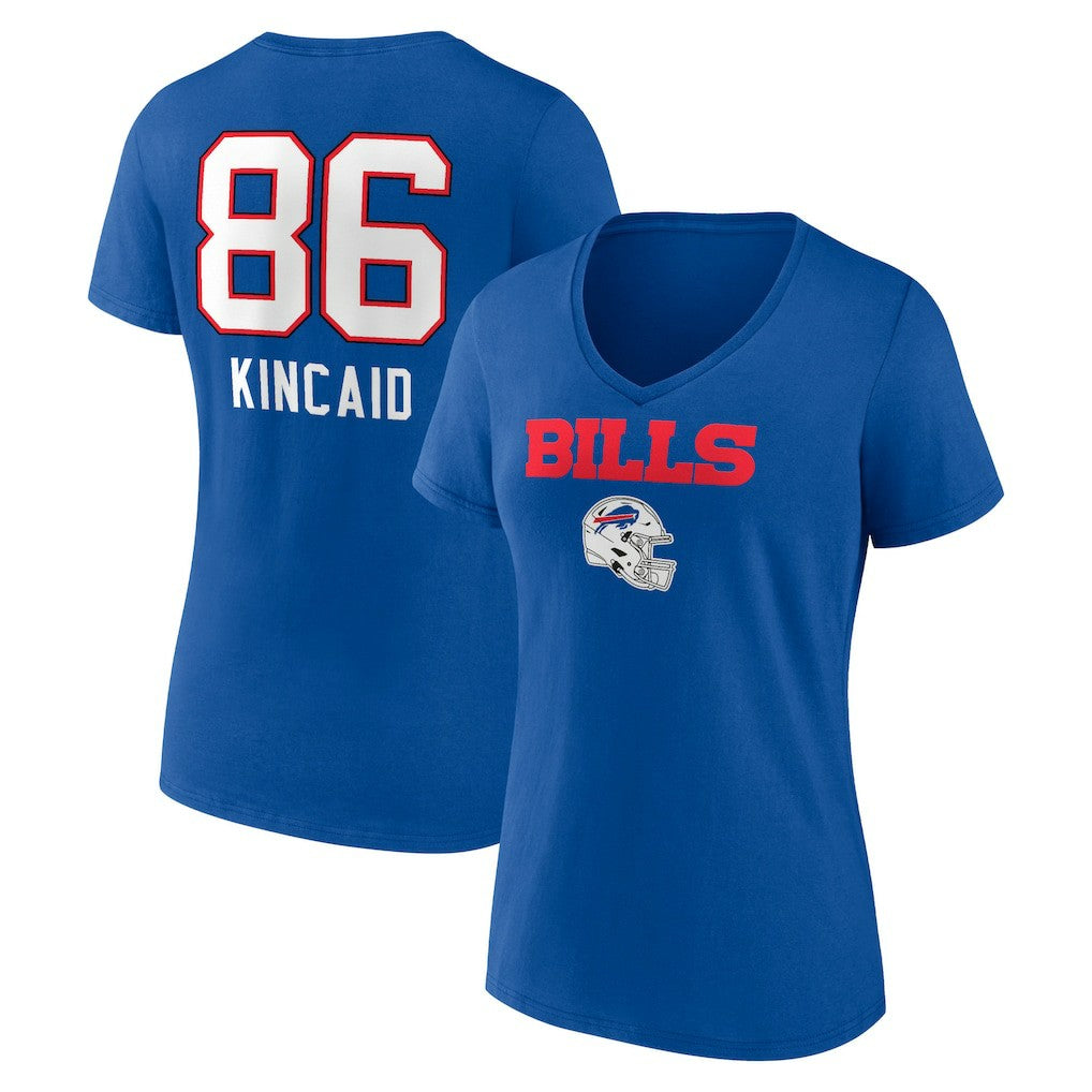 Dalton Kincaid Buffalo Bills Women's Team Wordmark Player Name & Number V-Neck T-Shirt Royal - NFL