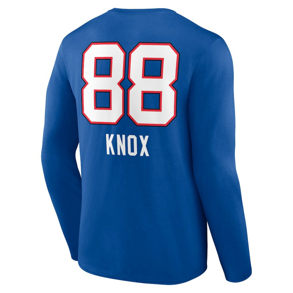 Dawson Knox Buffalo Bills Team Wordmark Player Name & Number Long Sleeve T-Shirt Royal - NFL