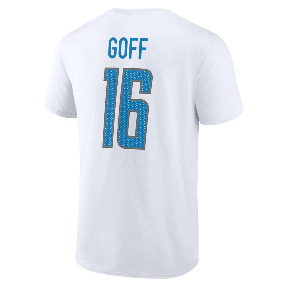 Jared Goff Detroit Lions Icon Player Name & Number T-Shirt White - NFL