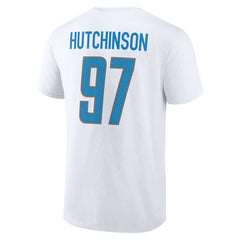 Aidan Hutchinson Detroit Lions Icon Player Name & Number T-Shirt White - NFL