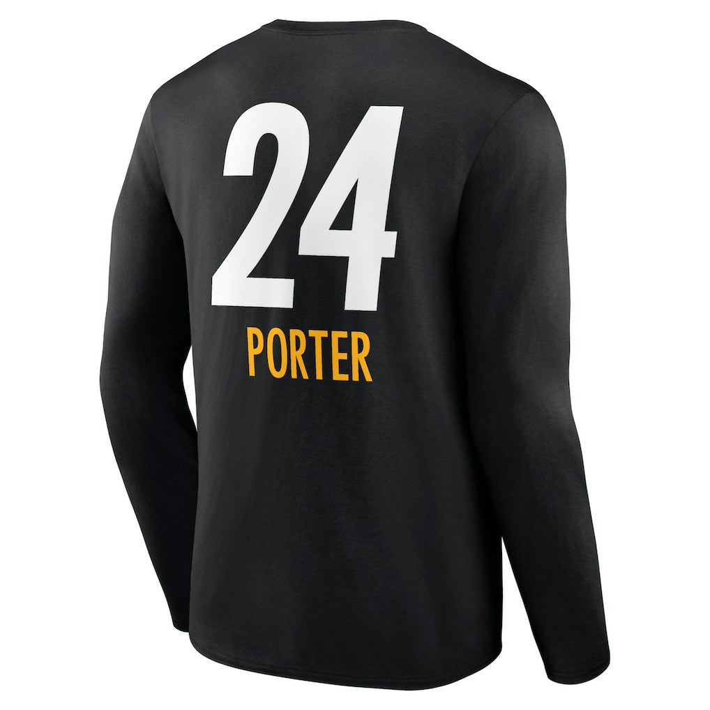 Joey Porter Jr. Pittsburgh Steelers Team Wordmark Player Name & Number Long Sleeve T-Shirt Black - NFL