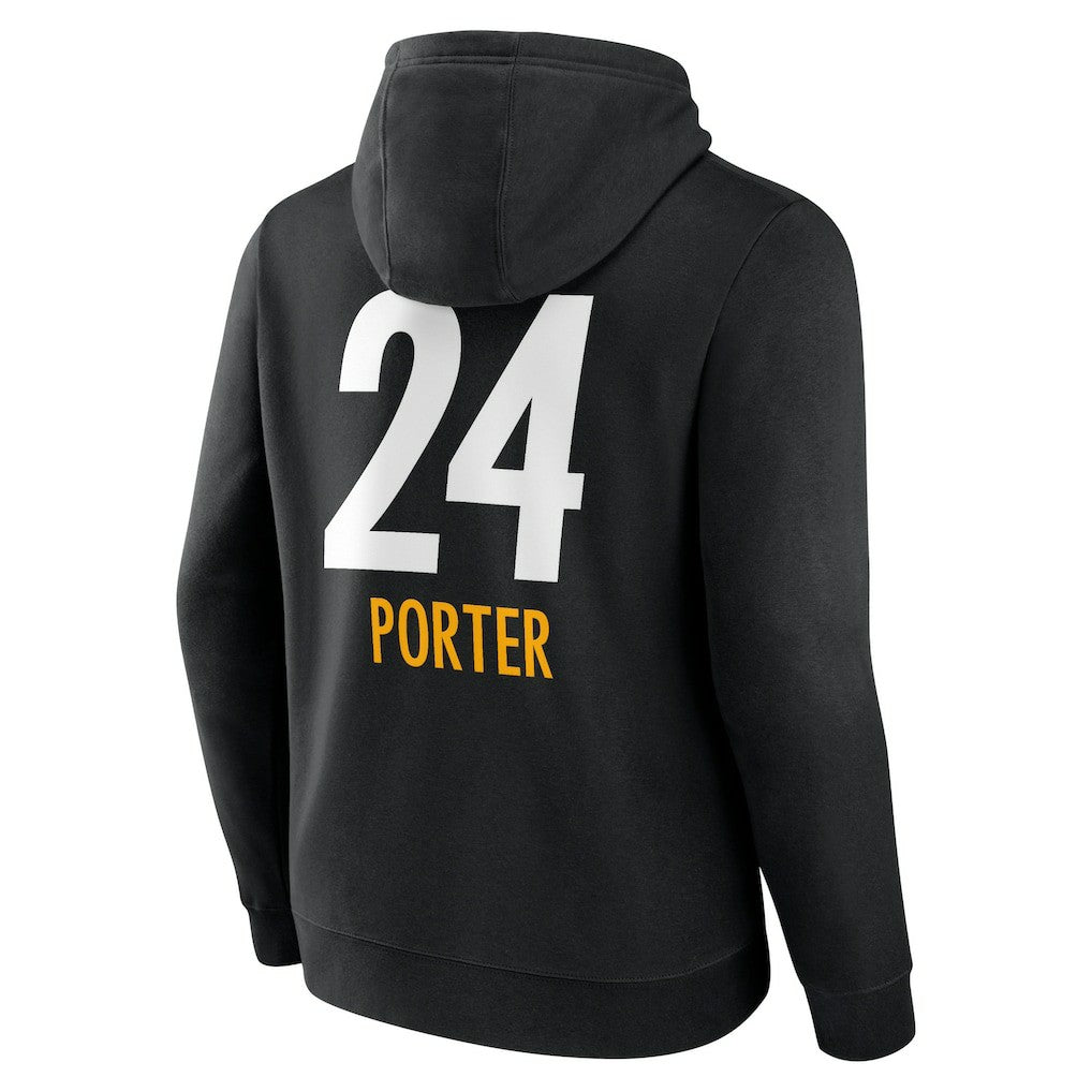 Joey Porter Jr. Pittsburgh Steelers Team Wordmark Player Name & Number Pullover Hoodie Black - NFL