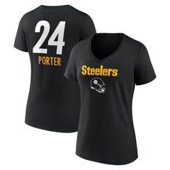 Joey Porter Jr. Pittsburgh Steelers Women's Team Wordmark Player Name & Number V-Neck T-Shirt Black - NFL