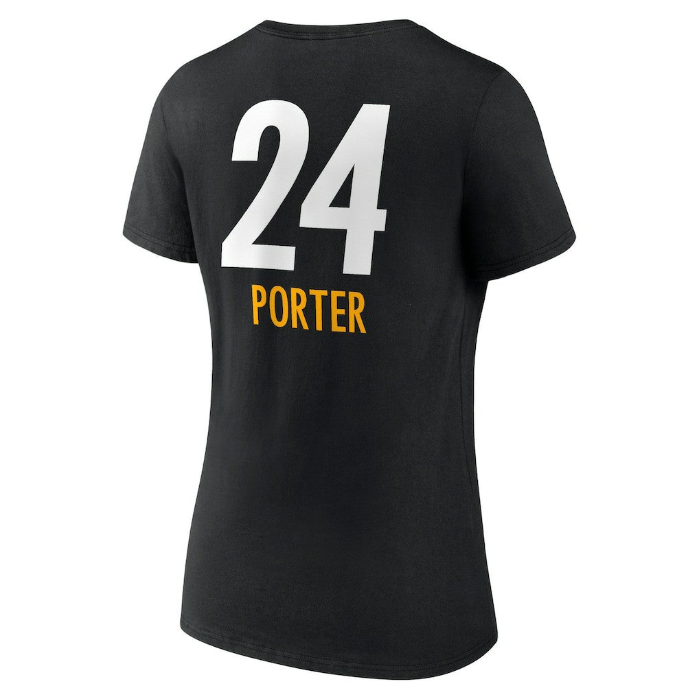 Joey Porter Jr. Pittsburgh Steelers Women's Team Wordmark Player Name & Number V-Neck T-Shirt Black - NFL