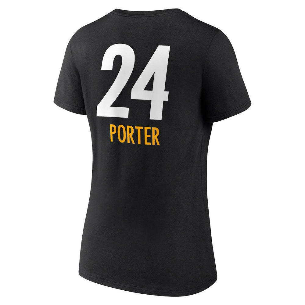 Joey Porter Jr. Pittsburgh Steelers Women's Team Wordmark Player Name & Number V-Neck T-Shirt Black - NFL