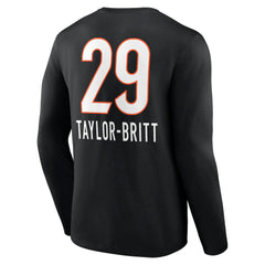 Cam Taylor-Britt Cincinnati Bengals Team Wordmark Player Name & Number Long Sleeve T-Shirt Black - NFL