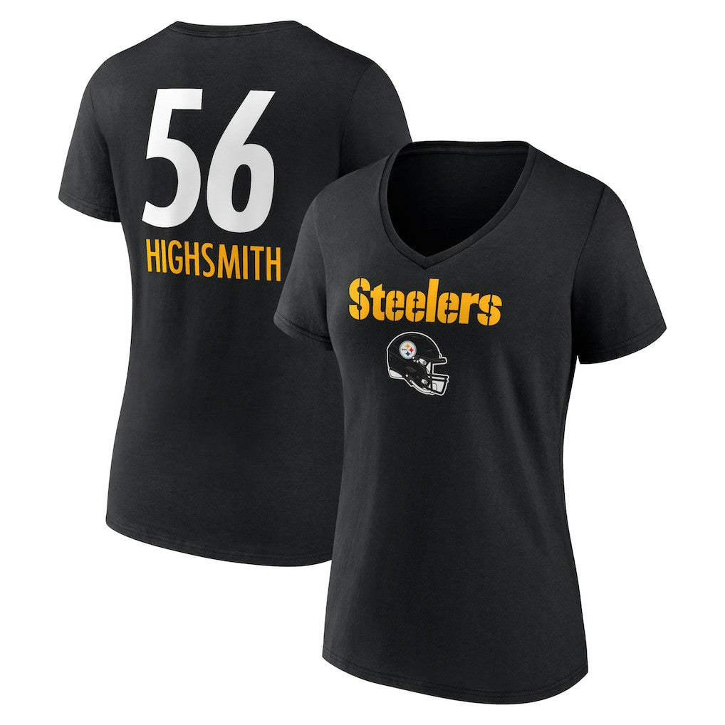 Alex Highsmith Pittsburgh Steelers Women's Team Wordmark Player Name & Number V-Neck T-Shirt Black - NFL