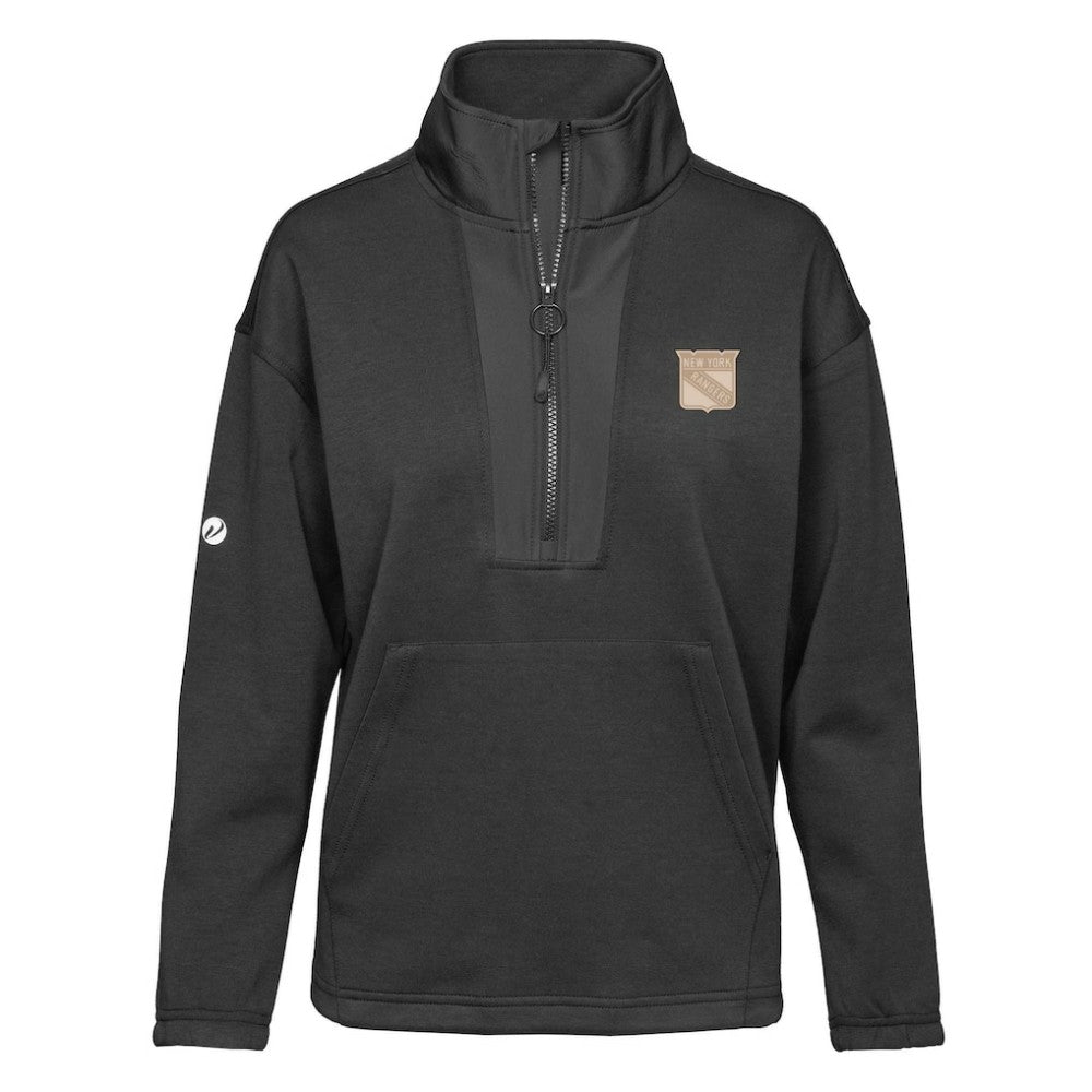 New York Rangers Levelwear Women's Await Quarter-Zip Pullover Top Black