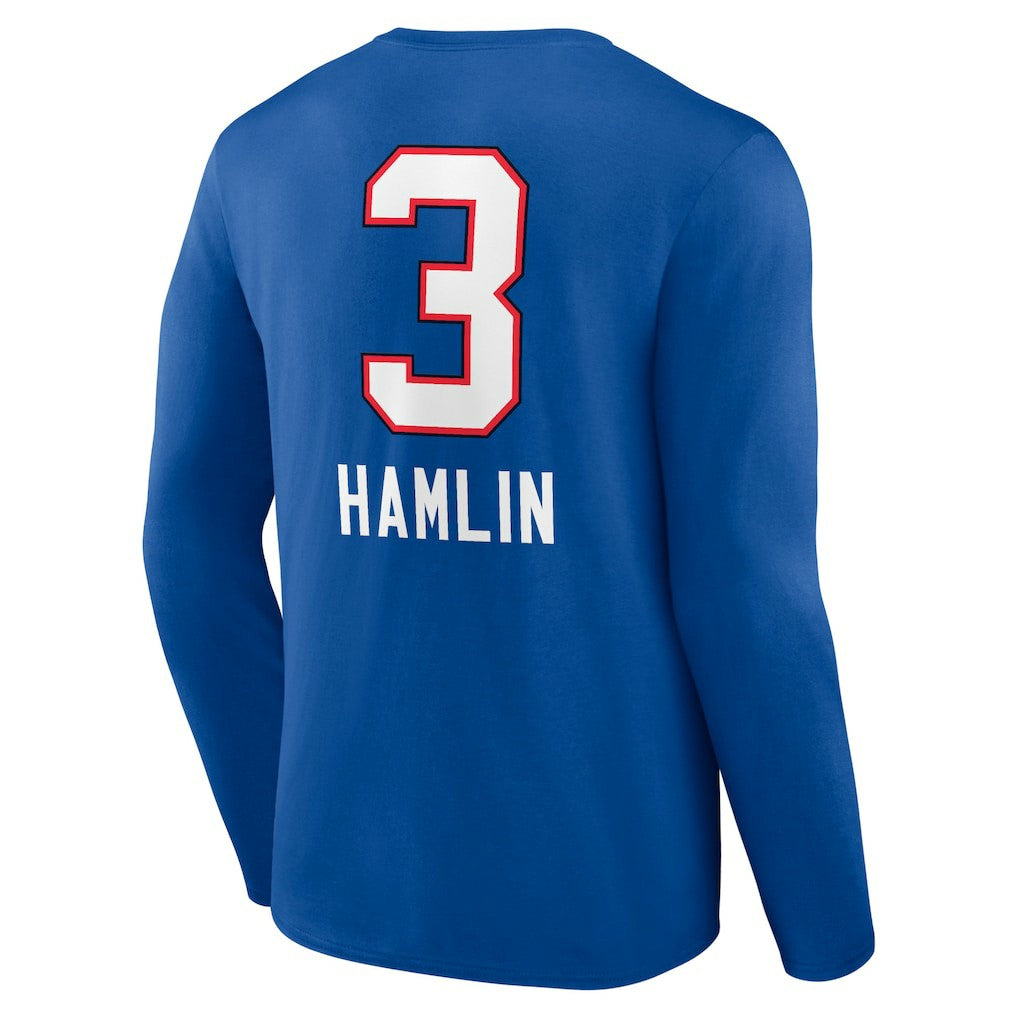 Damar Hamlin Buffalo Bills Team Wordmark Player Name & Number Long Sleeve T-Shirt Royal - NFL