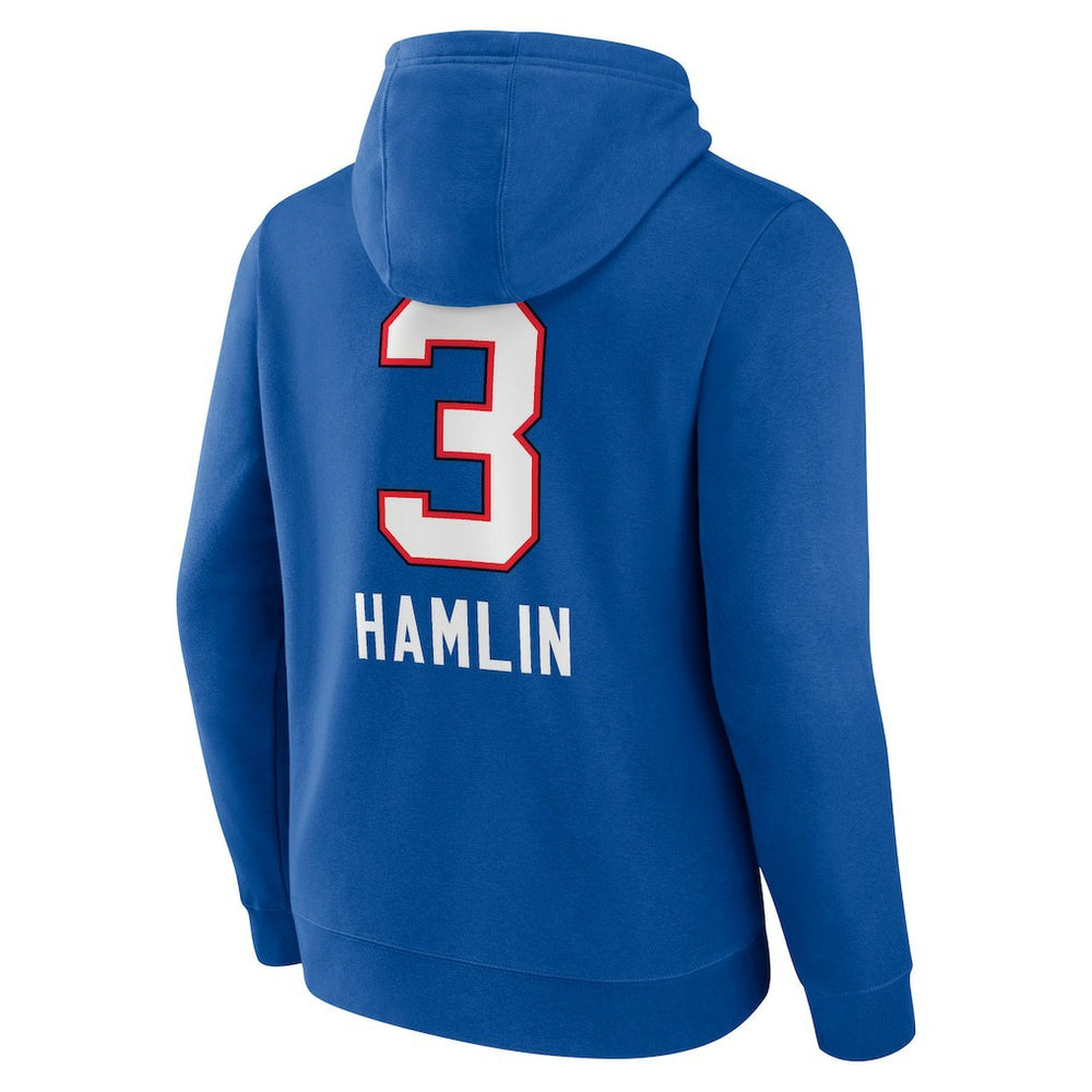 Damar Hamlin Buffalo Bills Team Wordmark Player Name & Number Pullover Hoodie Royal - NFL