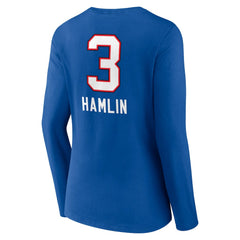 Damar Hamlin Buffalo Bills Women's Team Wordmark Player Name & Number Long Sleeve V-Neck T-Shirt Royal - NFL