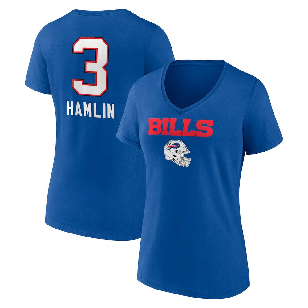 Damar Hamlin Buffalo Bills Women's Team Wordmark Player Name & Number V-Neck T-Shirt Royal - NFL