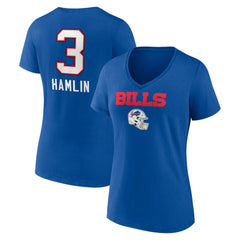 Damar Hamlin Buffalo Bills Women's Team Wordmark Player Name & Number V-Neck T-Shirt Royal - NFL