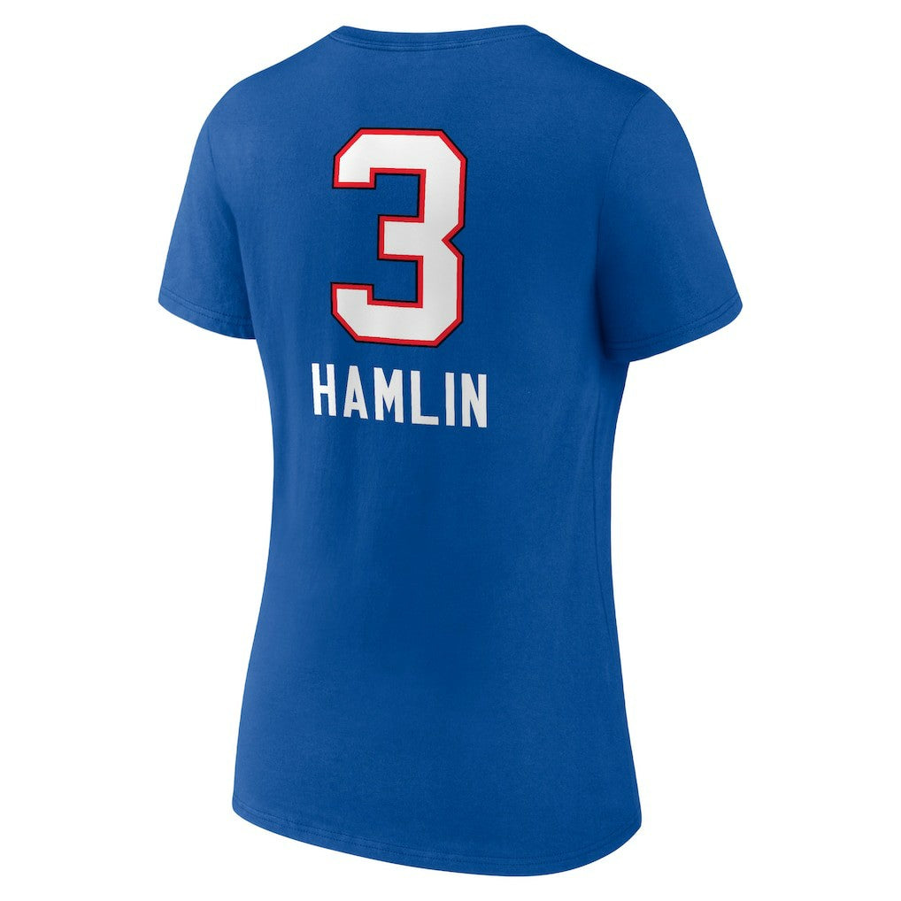 Damar Hamlin Buffalo Bills Women's Team Wordmark Player Name & Number V-Neck T-Shirt Royal - NFL