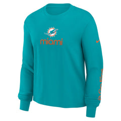 Miami Dolphins Women's Boxy Long Sleeve T-Shirt Aqua - Nike