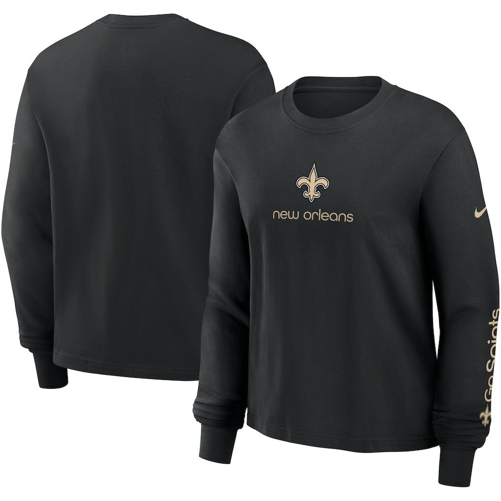 New Orleans Saints Women's Boxy Long Sleeve T-Shirt Black - Nike