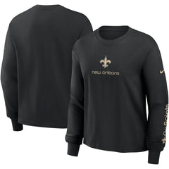 New Orleans Saints Women's Boxy Long Sleeve T-Shirt Black - Nike