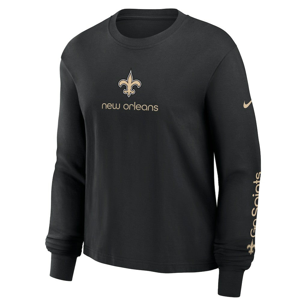 New Orleans Saints Women's Boxy Long Sleeve T-Shirt Black - Nike