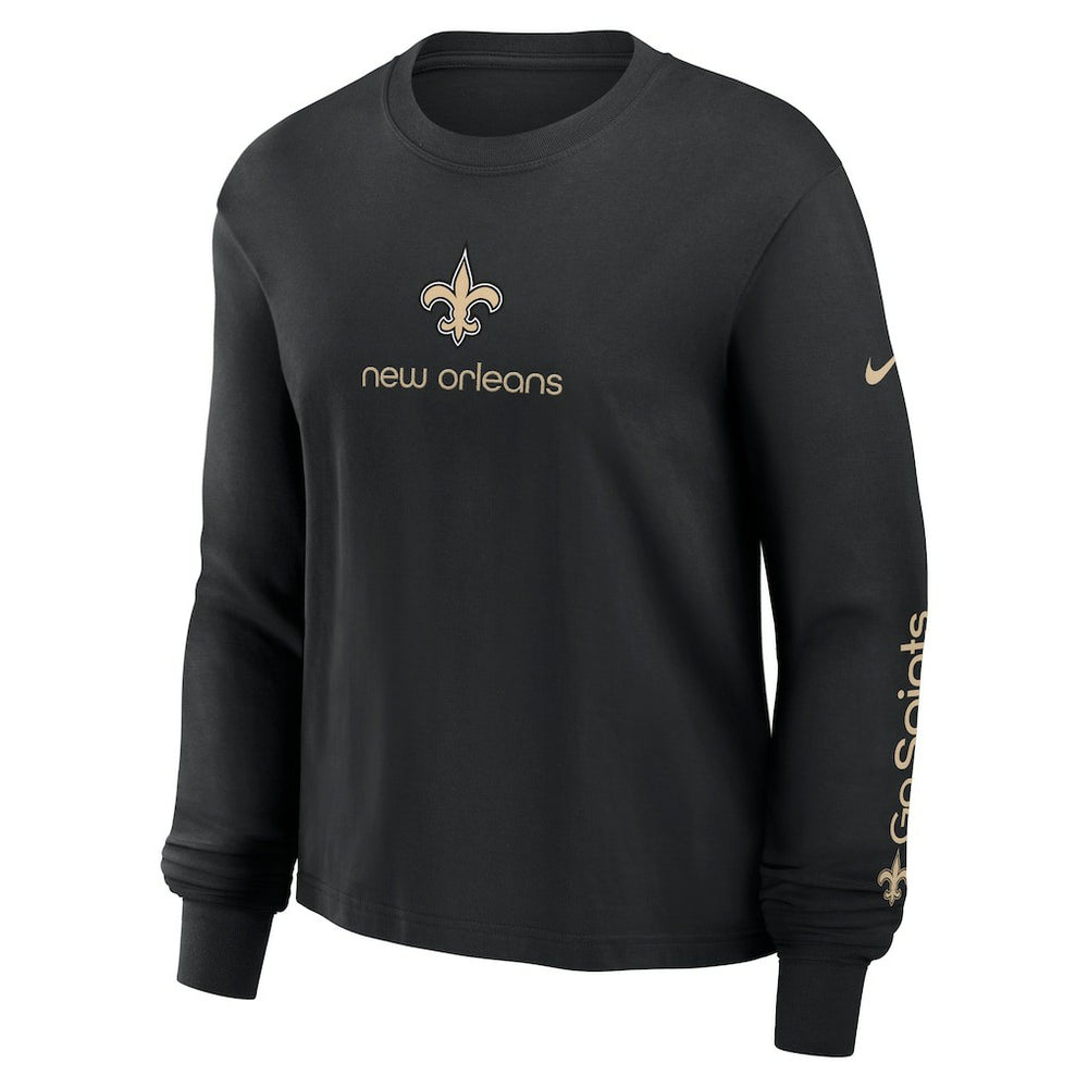 New Orleans Saints Women's Boxy Long Sleeve T-Shirt Black - Nike