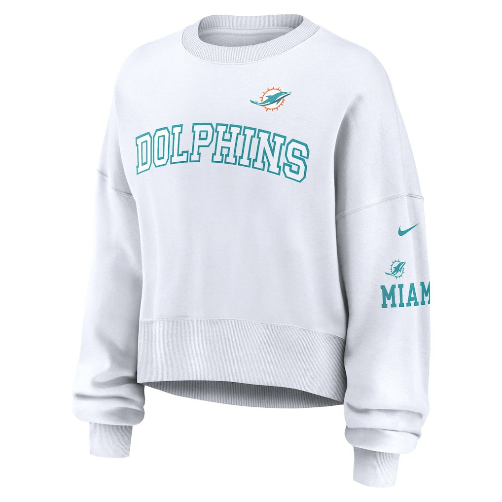 Miami Dolphins Women's Oversized Pullover Sweatshirt White - Nike